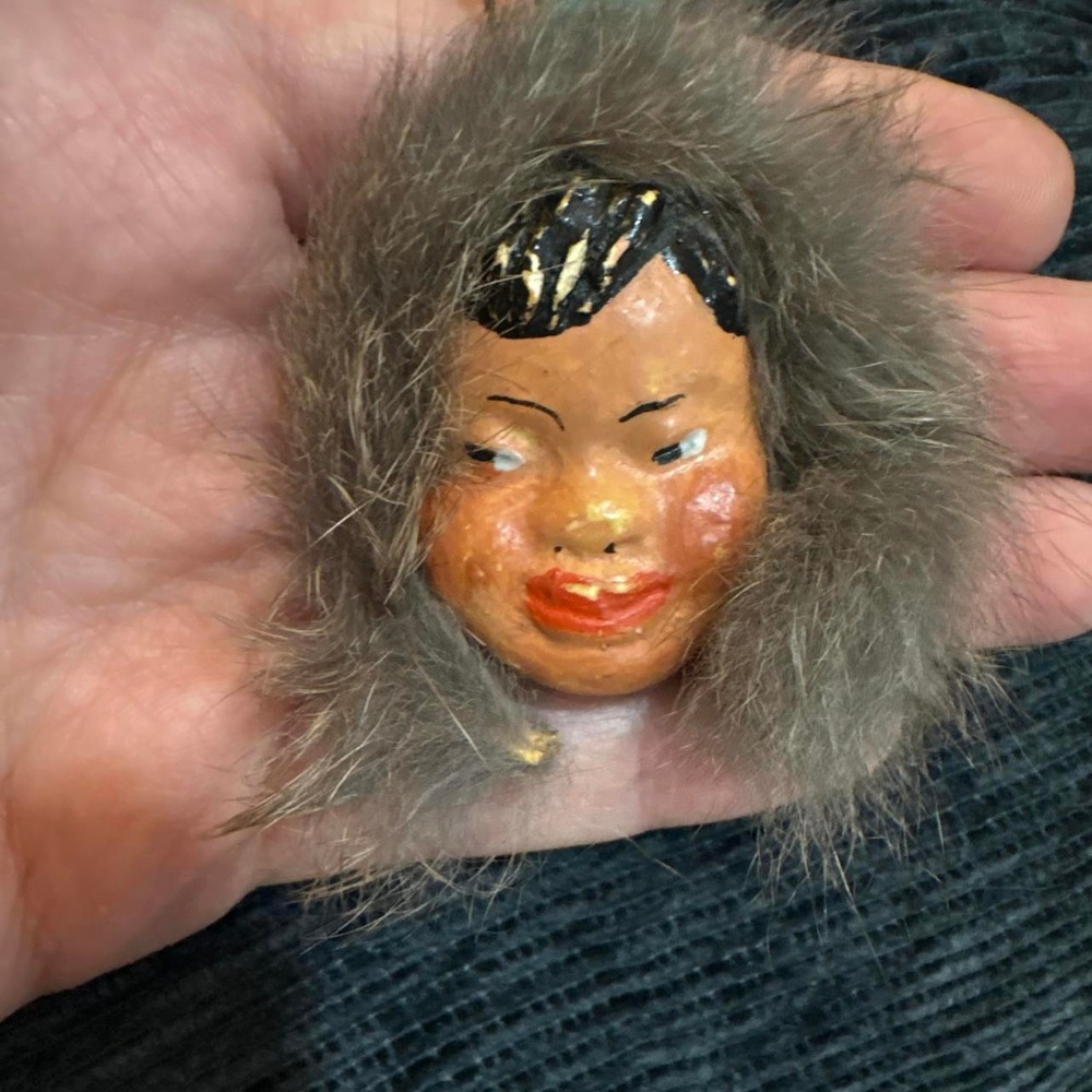 22-vintage Alaskan Inuit/Eskimo fur face brooch pin Vintage 1950s/60s